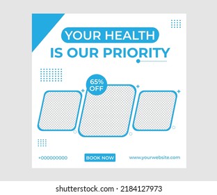 Clinic social media post ads vector banner layout