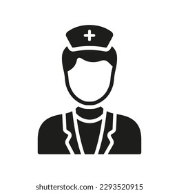 Clinic Staff Silhouette Icon. Doctor Man at Work Glyph Pictogram. Pediatrician, Dental Surgeon, Orthodontist, Endodontist Sign. Professional Medic Symbol. Dental Doctor. Isolated Vector Illustration.