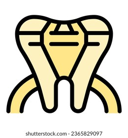 Clinic stone icon outline vector. Tooth gem. Ring dental color flat