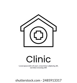 diseño del Vector del icono del contorno delgado de la clínica bueno para el Web o el App móvil