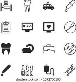 clinic vector icon set such as: tool, report, study, baggage, tomograph, business, school, suitcase, prognosis, tech, tomography, phial, biology, scanner, warmer, work, transportation, questionnaire