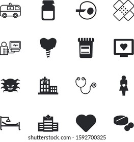 clinic vector icon set such as: education, rescue, pulse, vitamine, pathogen, teeth, little, drugs, instrument, child, magnetic, paramedic, injection, insemination, young, fertility, denture