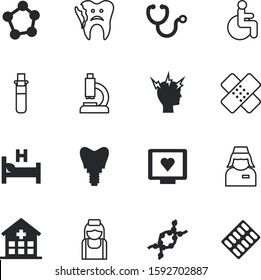 clinic vector icon set such as: tumor, strand, crown, disable, checkup, stock, tape, drug, chair, macro, template, services, icons, crowns, simple, desktop, hurt, denture, glassware, dent, helix