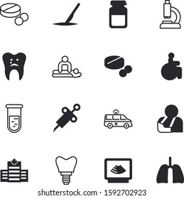 clinic vector icon set such as: tool, cavities, screw, implantation, diagnosis, caries, dirty, pneumonia, scientist, pictogram, medic, urine, cavity, wheelchair, therapist, male, fake, architecture