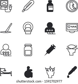 clinic vector icon set such as: season, surgery, room, handle, measurement, therapy, procedure, syringe, skin, disabled, scientific, meteo, baby, sleep, radioactive, eye, scan, sterile, intervention