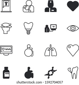 clinic vector icon set such as: quality, medicament, ache, helix, diet, caries, male, metal, thumb, spiral, restoration, phial, watch, nurse, frustration, injured, services, sick, spectrum, strand