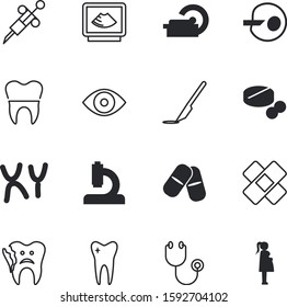 clinic vector icon set such as: tomography, caries, preparation, artificial, examining, telomeres, bandage, mother, childbirth, immunization, gestation, study, fertilization, cutter, chromosomes