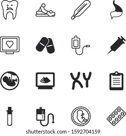 clinic vector icon set such as: ultrasonic, mouth, digestion, stretching, modern, desktop, acid, donate, head, ultrasound, syringe, thermometer, addiction, problem, transfusion, man, biotech