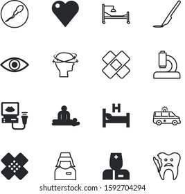 clinic vector icon set such as: cut, fast, see, watch, microscope, intern, eye, study, school, scalpel, skin, blade, handle, education, occupation, procreation, fertility, attack, reach, reproduction