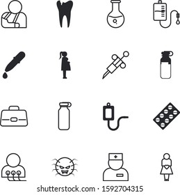 clinic vector icon set such as: donation, internet, fracture, office, stethoscope, job, male, teeth, document, screen, animals, line, instrument, manager, computer, rubber, sling, scientist, school