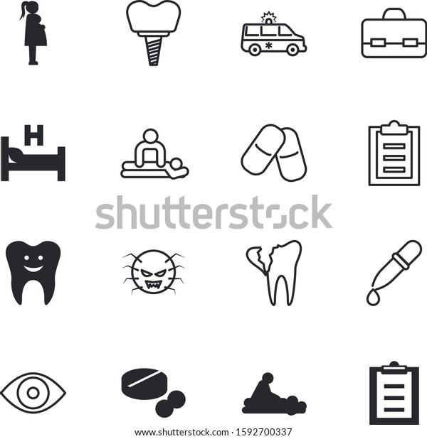 clinic vector icon set such as: science, crowns,\
adult, businessman, brief, simple, accessory, direction, denture,\
blood, spectrum, briefcase, bright, rescue, clean, young,\
laboratory, luggage