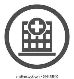 Clinic vector icon. Style is flat rounded symbol, gray color, rounded angles, white background.