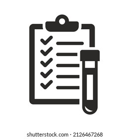 Clinical analysis result icon, lab blood test, medicine report, medical check up, health check. Vector icon isolated on white background.