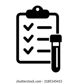 Ergebnisse klinischer Analysen, Laborbluttest, Arzneimittelbericht, ärztliche Kontrolle, Gesundheitscheck. Vektorsymbol einzeln auf weißem Hintergrund.