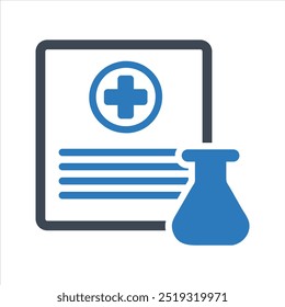 Symbol für klinische Analyseergebnisse, Laborbluttest, Arzneimittelbericht, medizinische Untersuchung, Symbol für den Gesundheitscheck