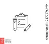 Clinical analysis result icon. Outline style. Lab blood test, medical exam health check, hiv, medicine concept. thin line symbol vector illustration isolated on white background editable stroke EPS 10