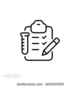 Clinical Analysis Result Icon. Outline Style. Lab Blood Test, Medical Exam Health Check, Hiv, Medicine Concept. Thin Line Symbol Vector Illustration Isolated On White Background Editable Stroke EPS 10