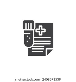 Ergebnis der klinischen Analyse, Vektorsymbol. volles Flachzeichen für mobiles Konzept und Webdesign.  Symbol für das Ergebnis des medizinischen Tests. Symbol, Logo-Abbildung. Vektorgrafik
