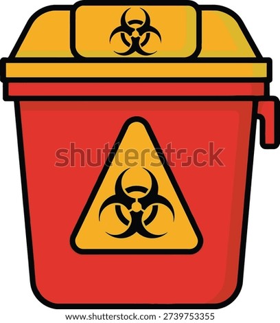 Clinical biohazard waste container icon for medical waste disposal and infection control with hazard labeling and facility compliance