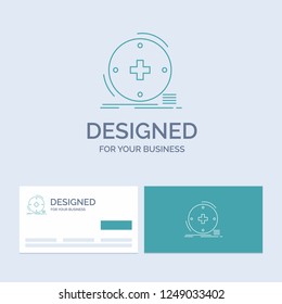 Clinical, digital, health, healthcare, telemedicine Business Logo Line Icon Symbol for your business. Turquoise Business Cards with Brand logo template