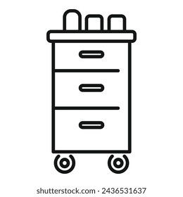 Clinical drawer cart icon outline vector. Healthy insurance. Location new hospital
