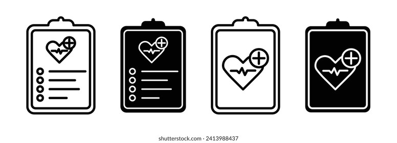 Clinical Evaluation Line Icon. Medical checkup report icon in black and white color.