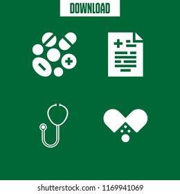 clinical icon. 4 clinical vector set. pills, medical result and cardiology tool icons for web and design about clinical theme