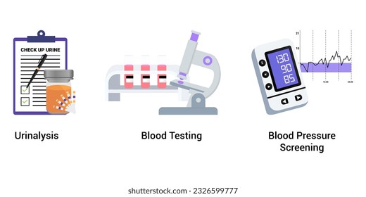 Vector de iconos de análisis clínico de laboratorio