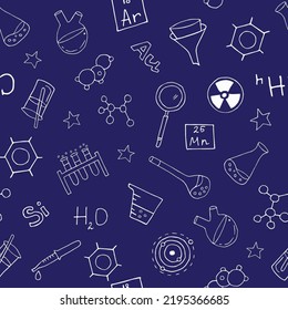 Clinical laboratory sciences doodle drawing pattern.