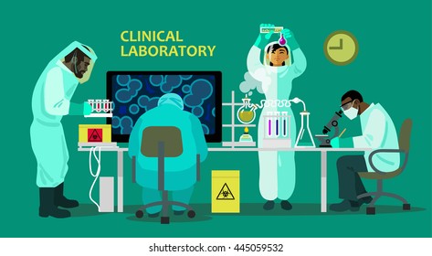 Clinical laboratory. Vector illustration in flat style.