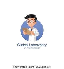 Plantilla de logotipo de mascota vectorial de laboratorio clínico.