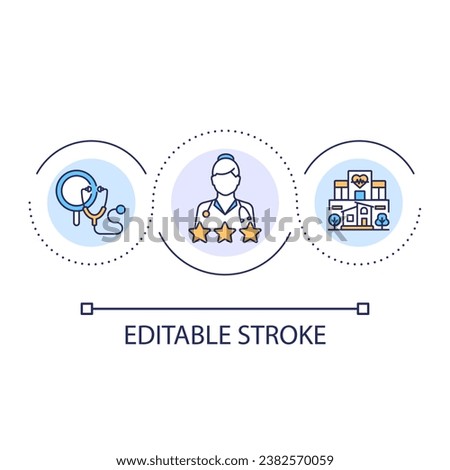 Clinical nurse loop concept icon. Medical certified specialist. Diagnose and treatment in hospital abstract idea thin line illustration. Isolated outline drawing. Editable stroke. Arial font used