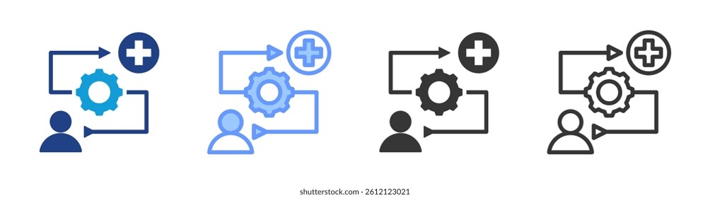 Clinical Pathway icon set multiple style collection