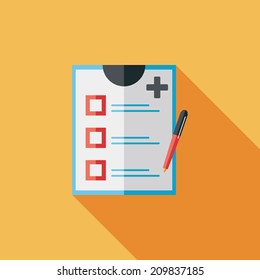 clinical record flat icon with long shadow