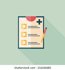 clinical record flat icon with long shadow