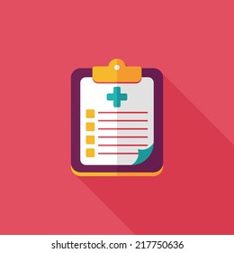 clinical record flat icon with long shadow