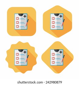 clinical record flat icon with long shadow,eps10