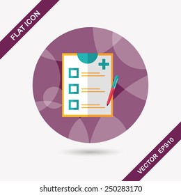 clinical record flat icon with long shadow,eps10
