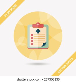 clinical record flat icon with long shadow
