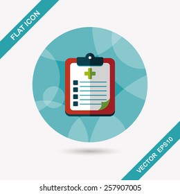 clinical record flat icon with long shadow