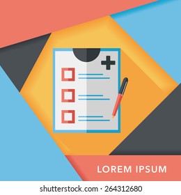 clinical record flat icon with long shadow,eps10