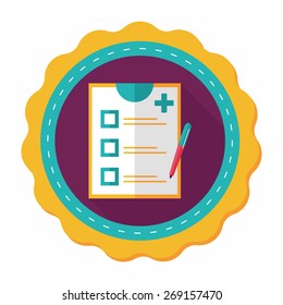 clinical record flat icon with long shadow,eps10