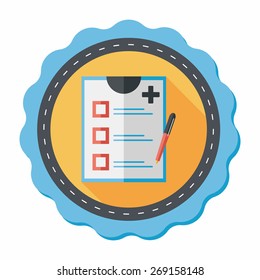 clinical record flat icon with long shadow,eps10