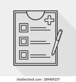 clinical record flat icon with long shadow, line icon