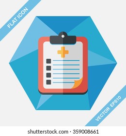 clinical record flat icon with long shadow