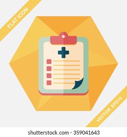 clinical record flat icon with long shadow