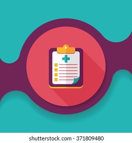 clinical record flat icon with long shadow