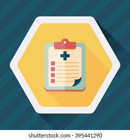 clinical record flat icon with long shadow