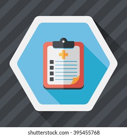 clinical record flat icon with long shadow