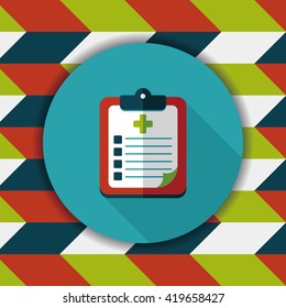 clinical record flat icon with long shadow